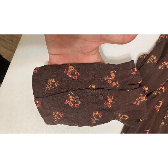 NWT Something Navy Woman's Top Brown Ganache Floral Long Sleeve Charnas Size 1 - Picture 6 of 12